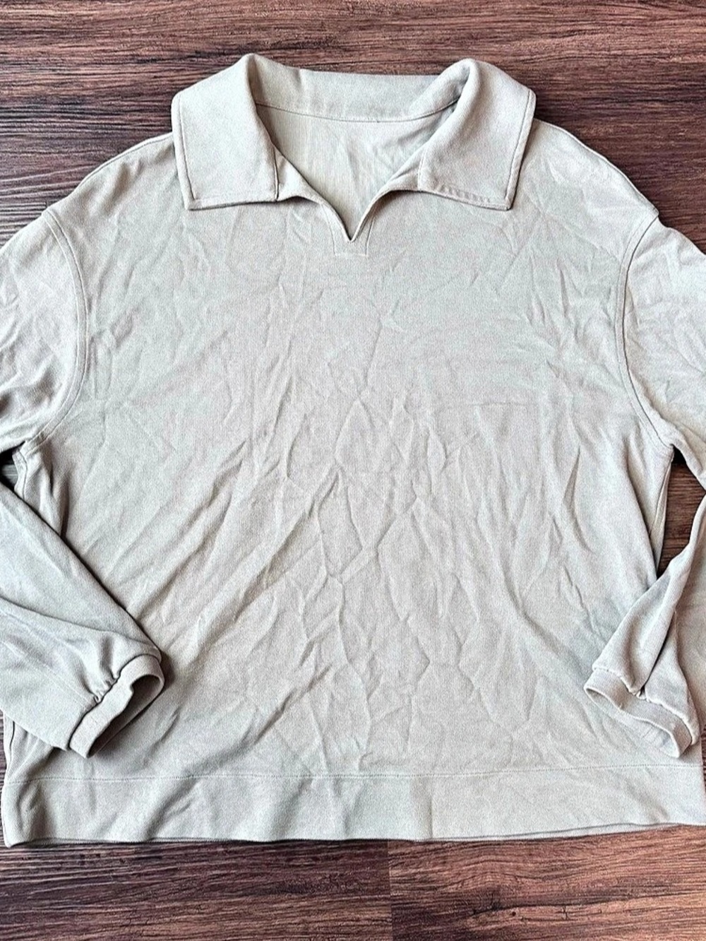 Lululemon Polo Shirt Softstreme Pique Oversized Small Long Sleeve Warm Ash Gray